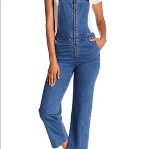 Cropped wide leg overalls
